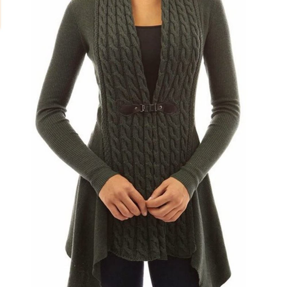 PattyBoutik Women's Dark Green Cardigan Sweater